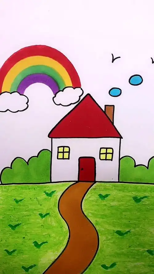 画画原来如此简单#彩虹房子