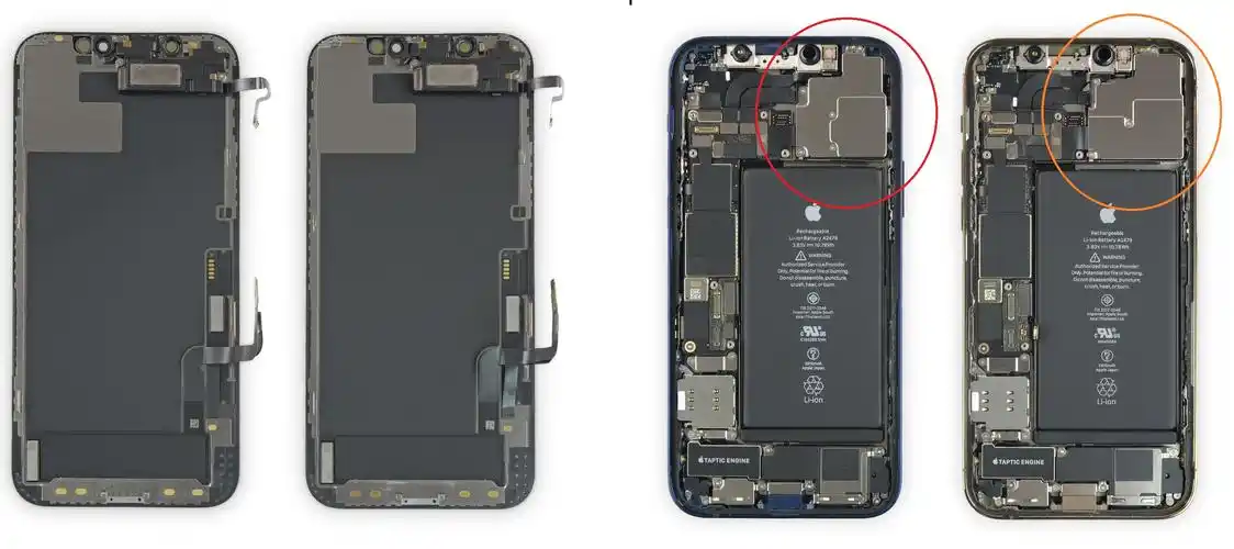 在只拆掉显示屏而不拆掉其他内部结构的情况下,除了相机盖板外,两款