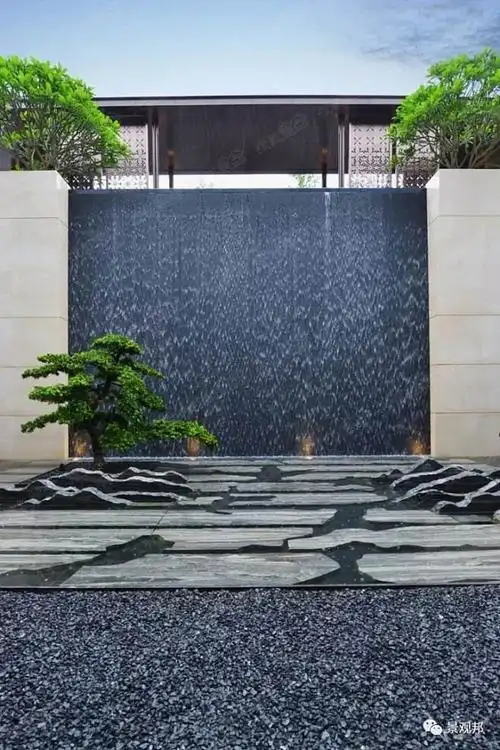 水景室内水幕墙效果图大型欧式流水喷泉摆件客厅庭院水幕墙流水墙家居