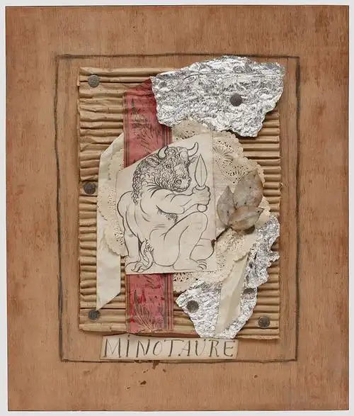 毕加索拼贴立体画作品:人身牛头怪物