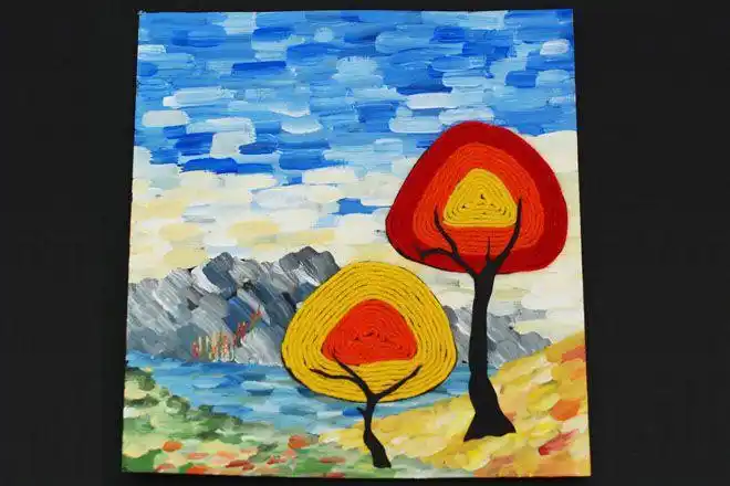 大班美术:毛线拼贴画一颗秋天的树(步骤图解)