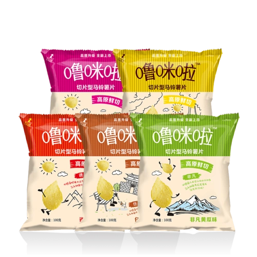 噜咪啦鲜切薯片 休闲零食 土豆片 大包薯片100g*5袋