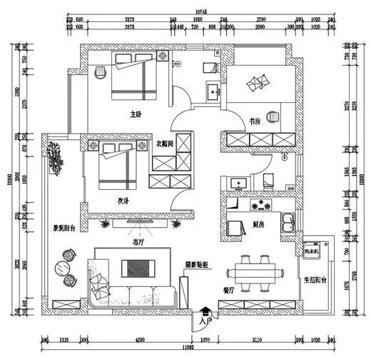 户型图君庭云邸 127㎡ 现代简约 生活家家居