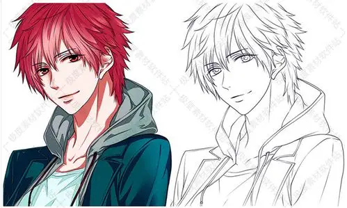 动漫美少年手绘本线稿彩稿人物漫画插画上色临摹素材集