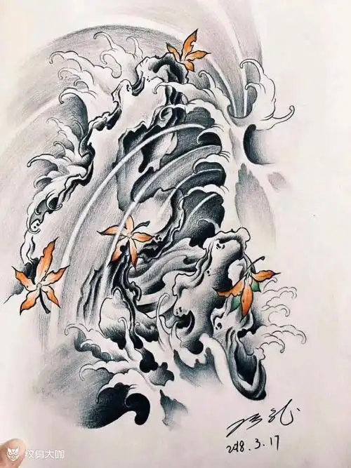 浪臂 手稿_纹身图案手稿图片_刁刁的纹身作品集