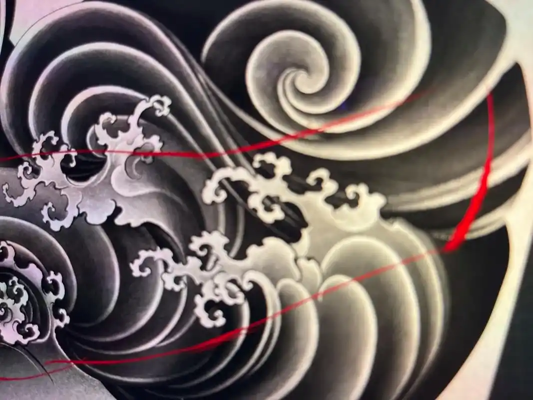 传统水浪花臂.#纹身手稿 #手稿分享 #纹身师日常 #水浪花 - 抖音