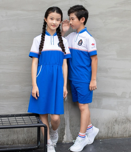 运动套装校服厂家艾咪天使中小学班服短袖长裤校服定做批发