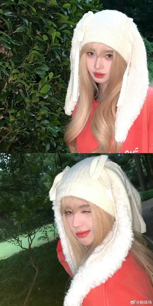 鞠婧祎化身可爱兔兔女孩,金发造型灵动甜美|鞠婧祎_新浪新闻