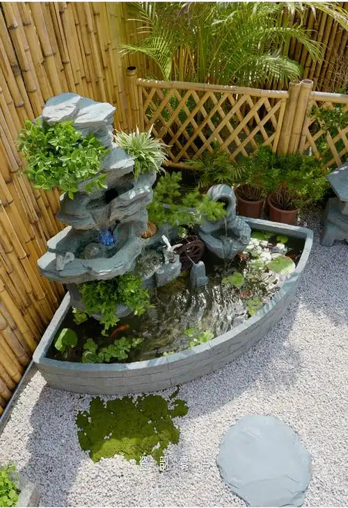 家庭小型假山流水 瓷韵雾语庭院景观装饰假山水景摆件阳台鱼池造景