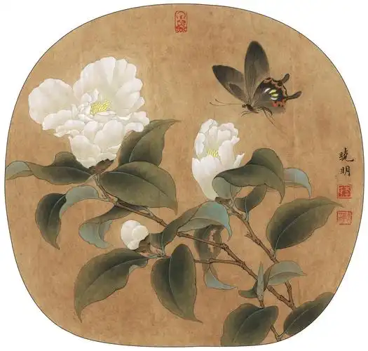 [国画高清大图]0027_李晓明古风工笔画高清图专辑jpg-临宋山茶蝴蝶图