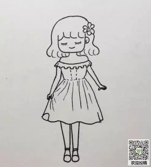 穿女孩简笔画