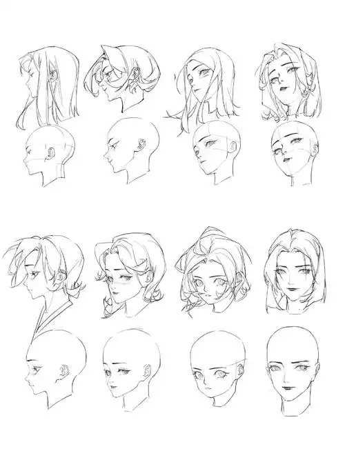 添加细节:确定发际线的位置,这会影响角色的脸型和气质.