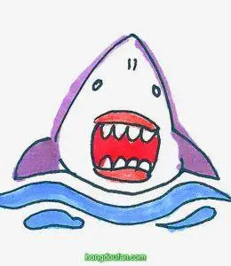 张大嘴巴露出大牙齿的鲨鱼要如何画?鲨鱼小学生简笔画大全