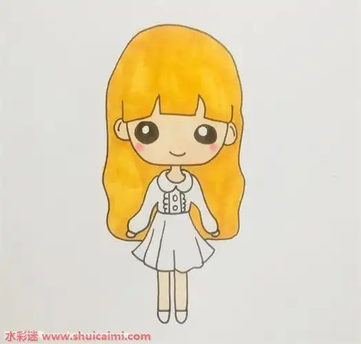 全身人物长发女生怎么画长发女生简笔画步骤图