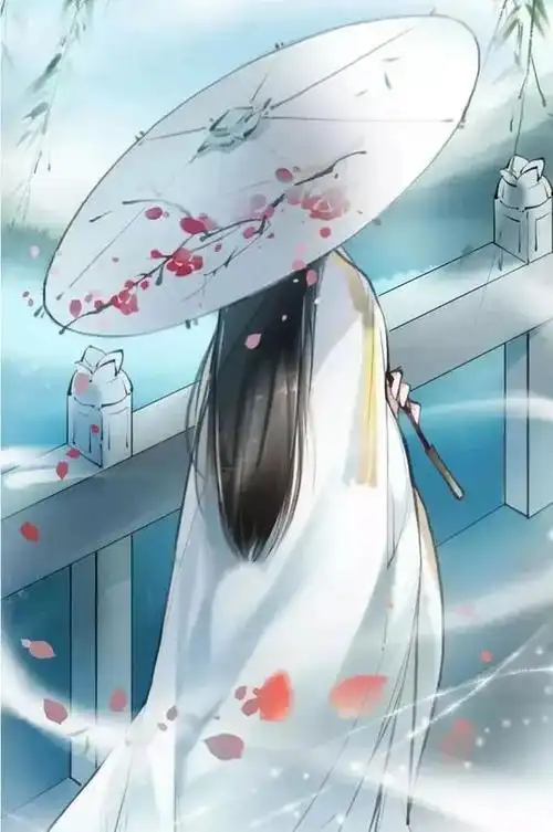 美图古风唯美身影撑伞图片