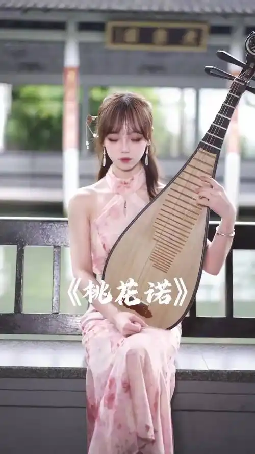 花斑斑留在爱你的路桃花诺东方美学旗袍琵琶新中式