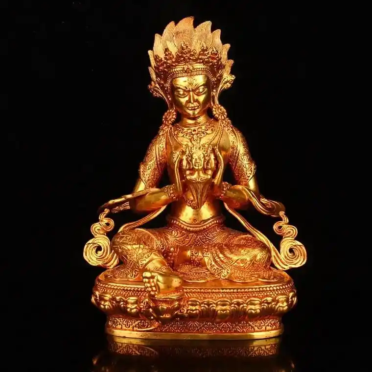 藏传佛像,造型别致,图案清晰,金色亮丽,栩栩如生,高:21. - 抖音