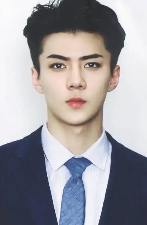 一张方方正正的证件照,不是同名同姓,真正的吴世勋,天啊,这张脸好好看