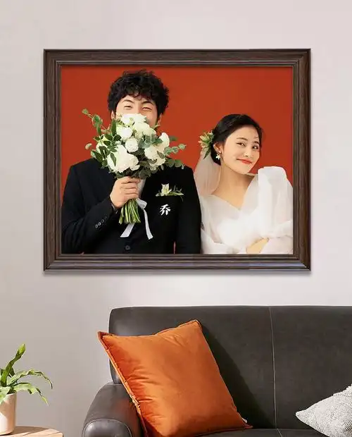 618 定制婚纱照相框照片放大床头结婚照挂墙卧室美式复古客厅组合套装