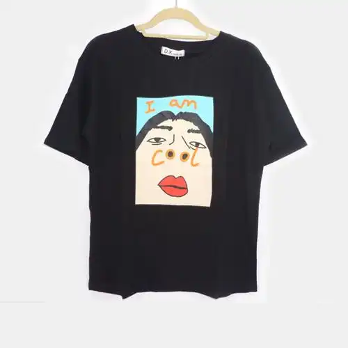 特别好玩的大鼻孔cool印花圆领女式纯棉t恤夏季宽松休闲百搭显瘦