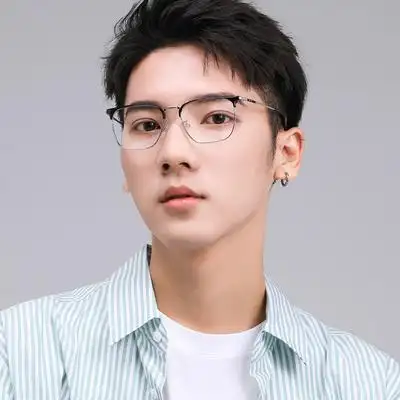 眼镜男大复古镜框成品防辐射近视变色镜潮男防蓝光镜