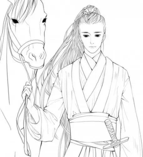 160张古风手绘线稿图片 古风动漫插画线稿图片素材 古风白描图_www.