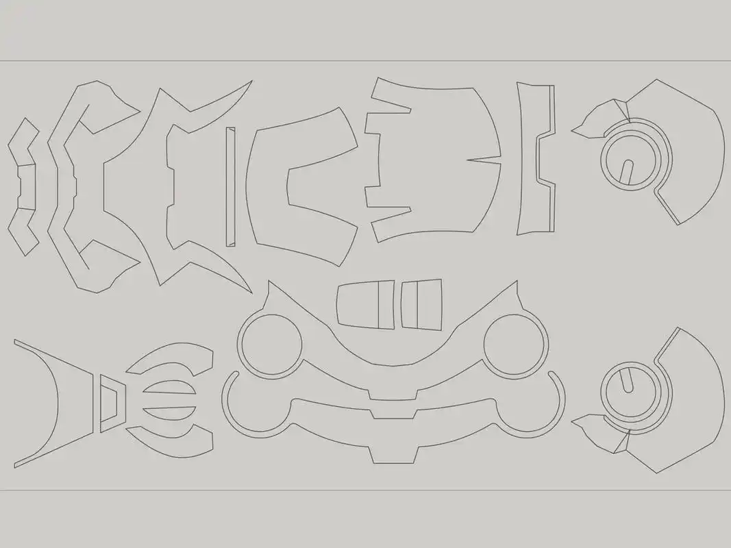 图纸 钢铁侠头盔图纸 钢铁侠头盔的图纸,请下载之后用a2纸打印.