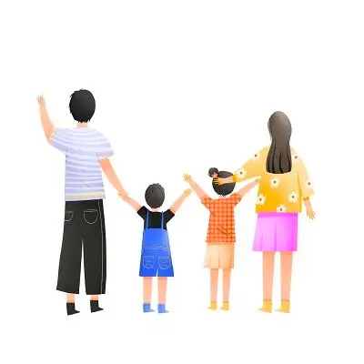 卡通世界人口日一家四口背影插画素材元素