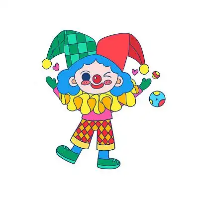 彩色手绘卡通愚人节开心小丑元素png素材