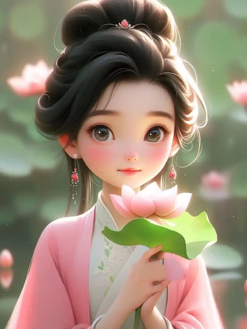 佛系女孩头像|汉服古风少女|荷花绝美壁纸 夏日炎炎,好运连连