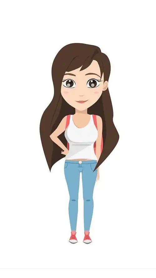 一个扁平化的女性人物形象.有参考