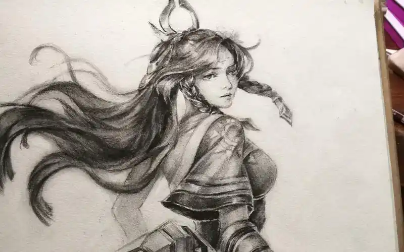 手绘伽罗长夜爆肝手绘临摹铅笔王者荣耀伽罗