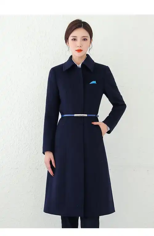 装毛呢大衣女冬中长款呢子外套工装酒店前台工作服定制款女款式二s