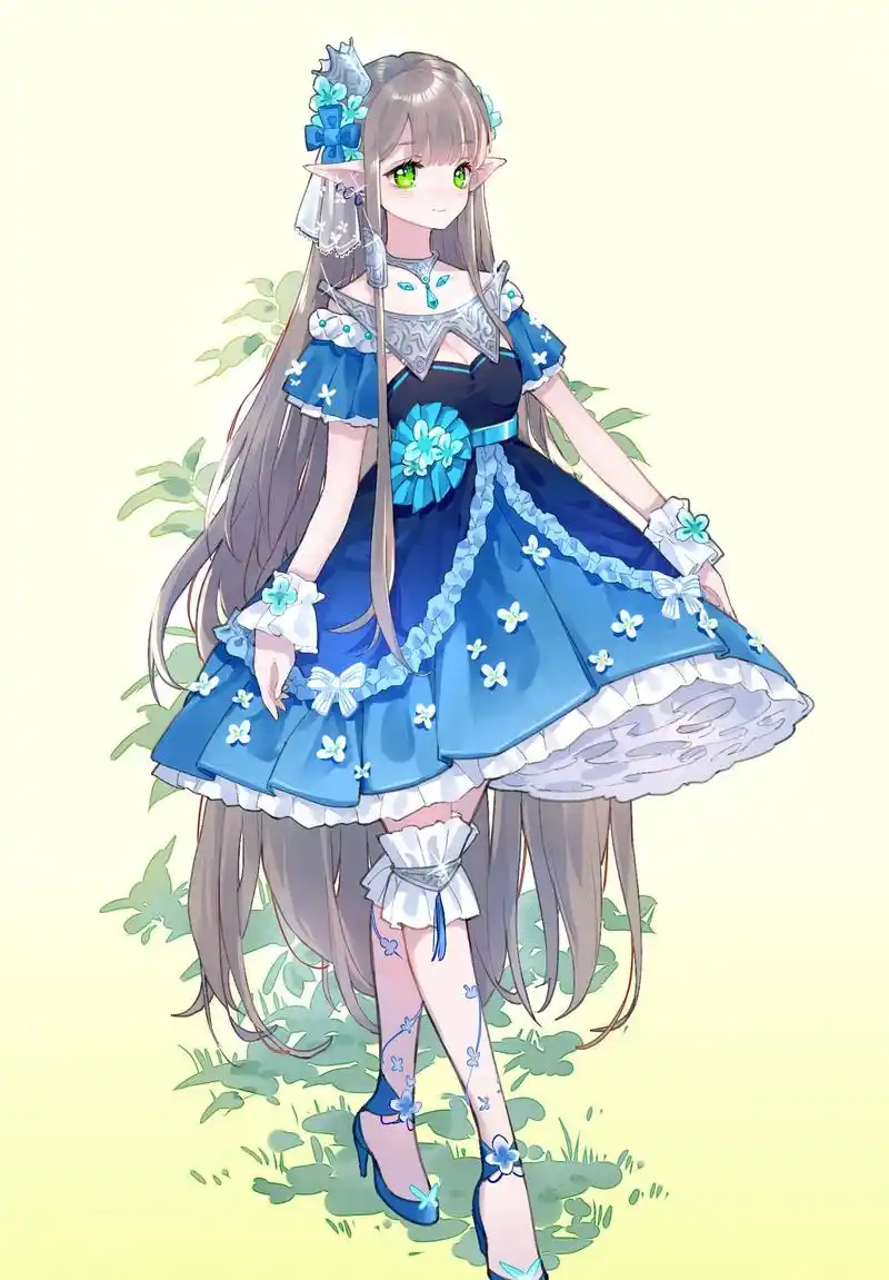 一组清新甜美的卡通少女插画,小裙子画的很精致,魔女喵喵.