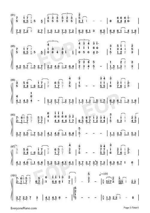 勇气-梁静茹双手简谱预览5