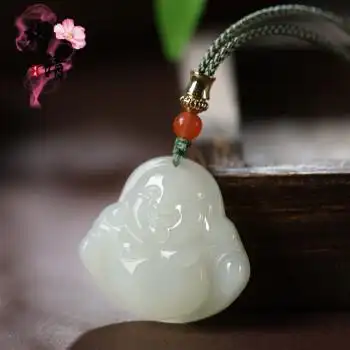 彬清和田玉佛吊坠女玉石小弥勒佛公佛头项链观音菩萨挂件玉佩玉坠