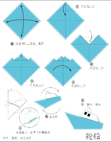 简单轮船折纸步骤图片大全 手工折纸大全-蒲城教育文学网