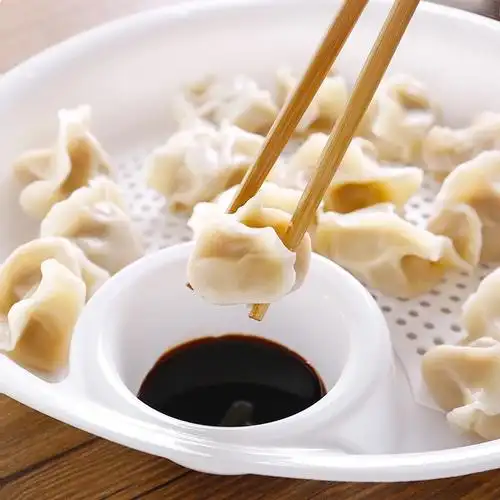 创意塑料饺子盘吃水饺盘子带醋碟饺子盘凉菜盘 饺子盘可印logo