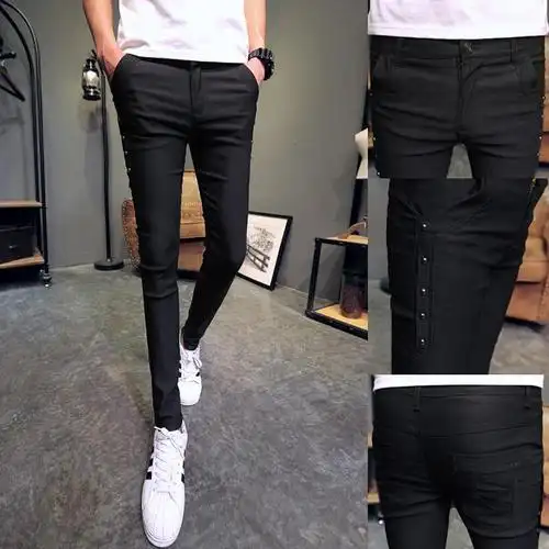紧身裤男士修身休闲裤个潮流男裤