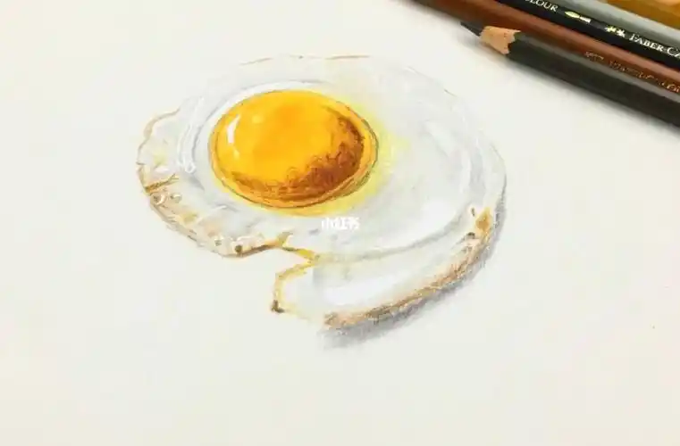 彩铅临摹早餐来一个荷包蛋