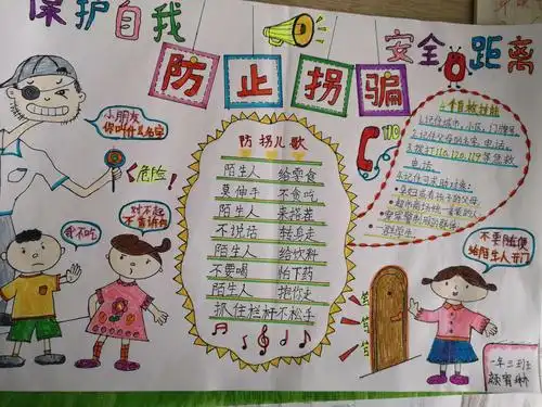 其它 《防拐骗》一年3班 第二期手抄报 写美篇现在社会的拐骗儿童案层