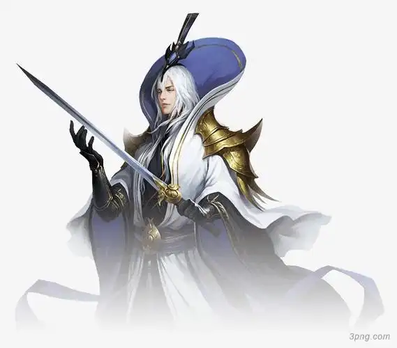 拿剑的白发男子手绘古风