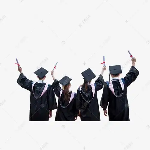 学生背影举起毕业证书学士服拍照