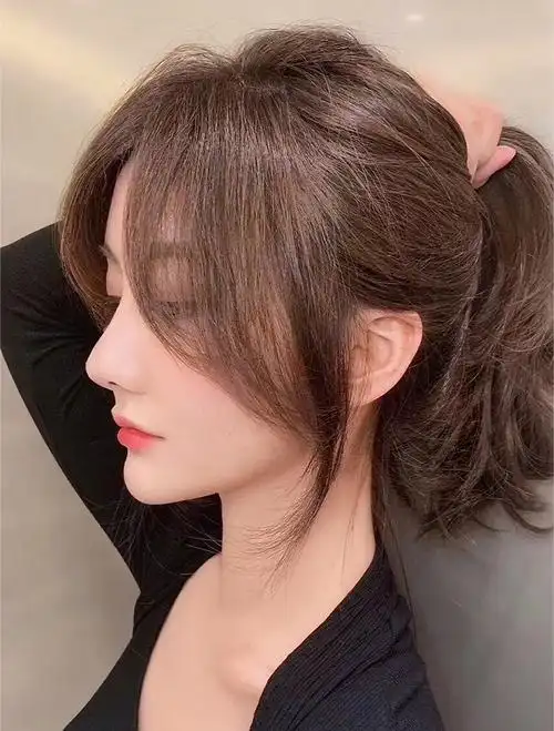 中分刘海女真发两侧八字斜法式刘海贴片圆脸修颜自然无痕假发片