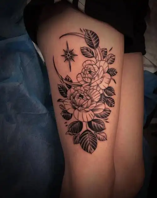 顾客自带图纹身图片_腿部纹身图案