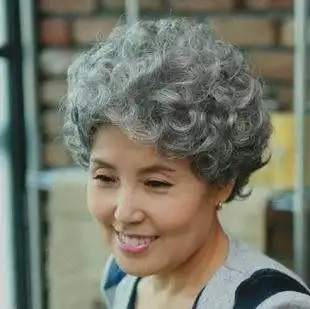 老人假发 奶奶灰假发 花白假发 女 短发卷发 道具假发表演老太太