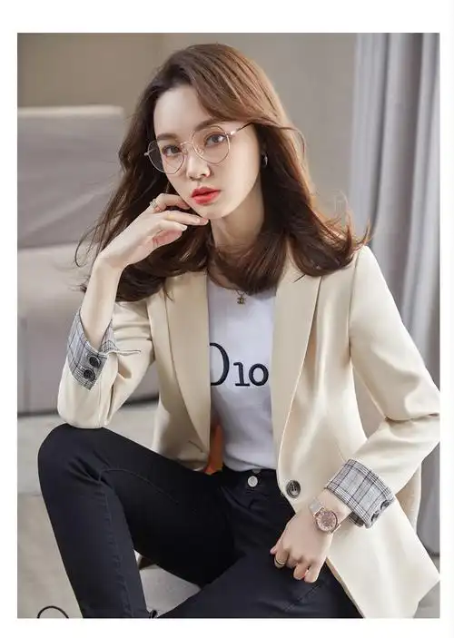 特价捡漏杏色西装外套女秋冬时尚休闲小个子炸街气质感职业长袖小西服