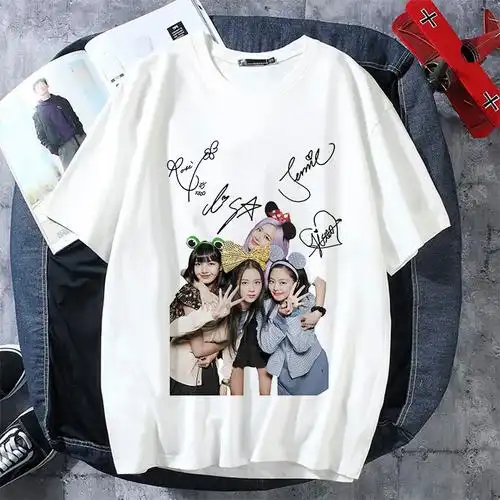blackpink应援t恤 韩女团粉墨blackpink短袖应援衣服男rose打歌服同款