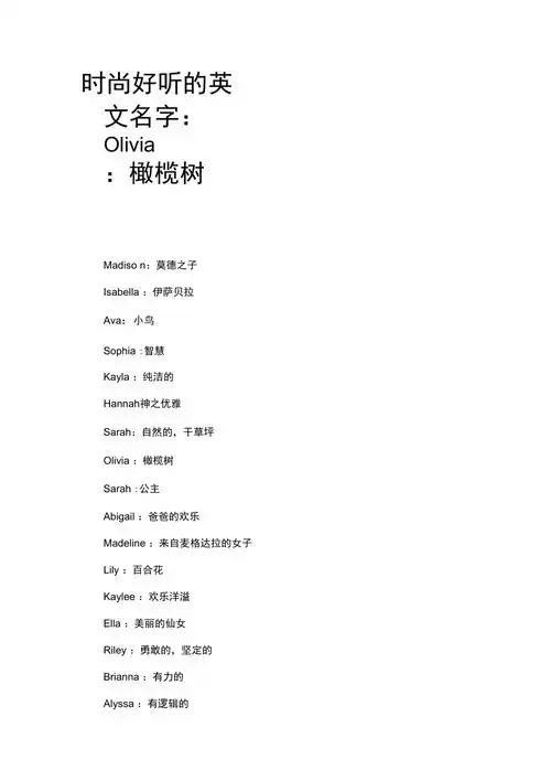 时尚好听的英文名字olivia橄榄树