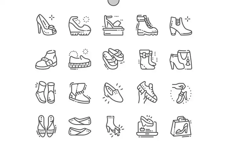 女士鞋子图标素材 womens shoes line icons